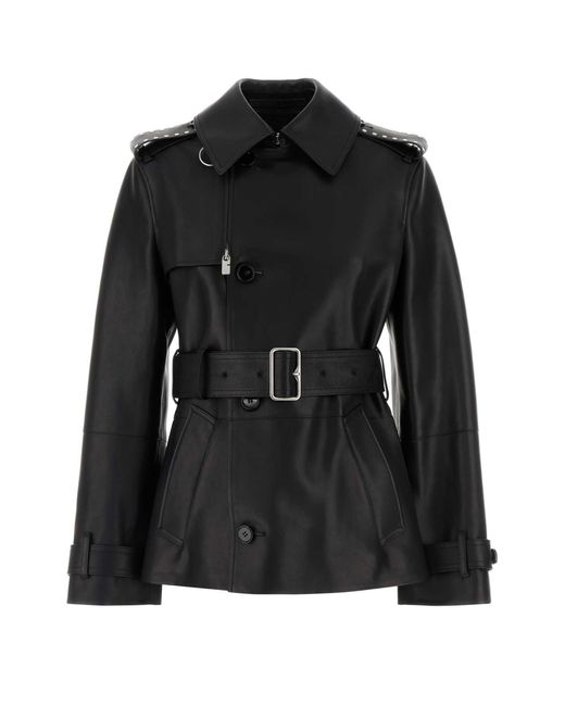 Burberry Zwarte Kalfsleer Vrouwen 's Jasje in het Black