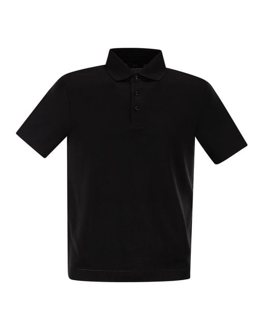 Herno Black Cotton Jersey Polo Shirt for men