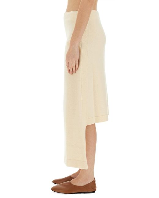 Jil Sander Natural Wool Midi Skirt