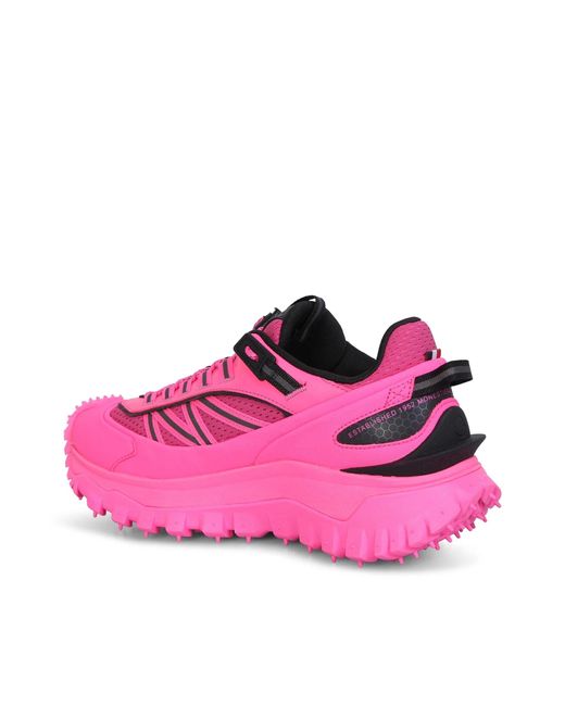 3 MONCLER GRENOBLE Pink Trailgrip Neon Canvas, Mesh And Leather Sneakers