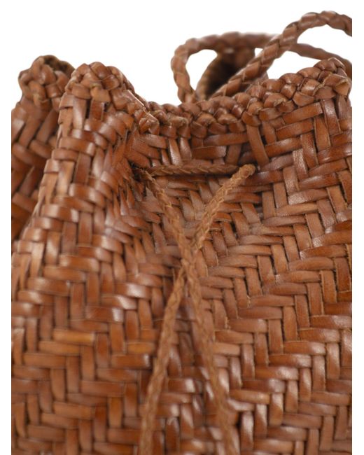 Dragon Brown Pompom gewebte Ledertasche