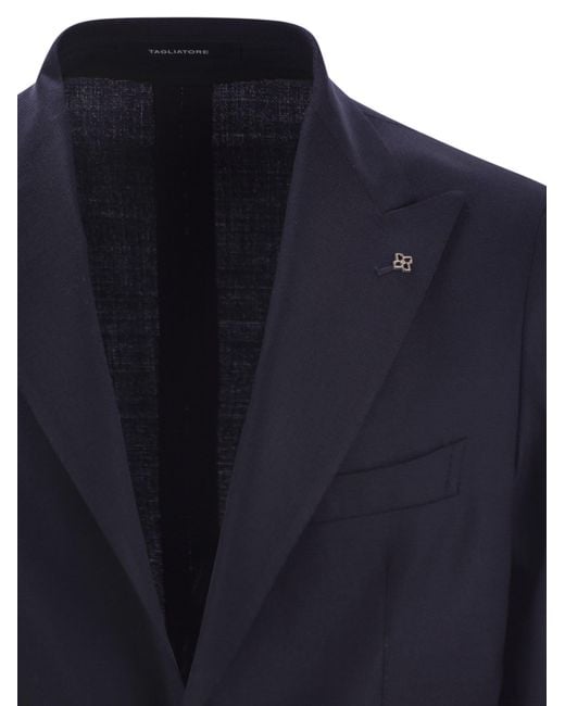 Tagliatore Blue Two-Button Wool Jacket for men