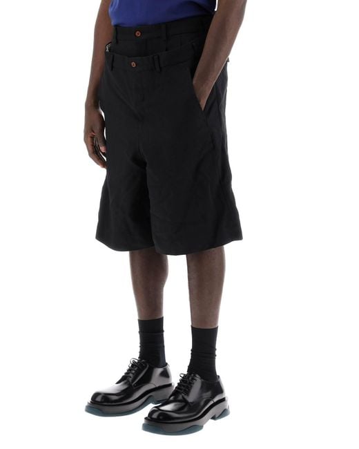 Comme des Garcons Homme más pantalones cortos de bermudas en capas Comme des Garçons de hombre de color Black