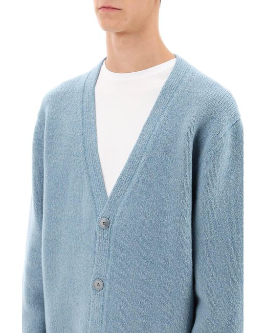 Acne Melange Wool Cardigan in het Blue voor heren