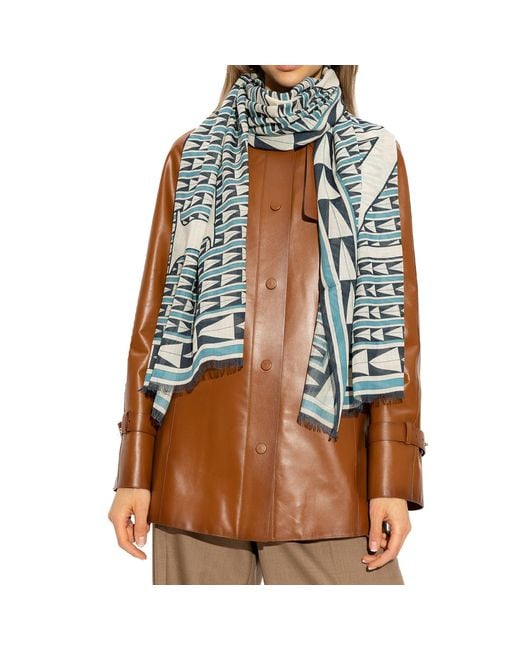Lanvin Blue Wool Scarf