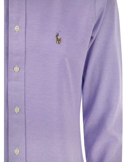 Cotton Oxford Shirt di Polo Ralph Lauren in Purple
