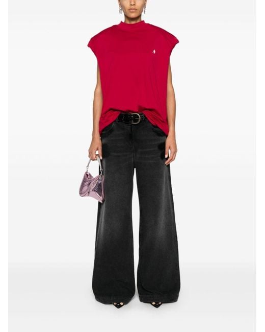 The Attico Black Layered Wide Leg Jeans
