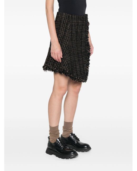 Sacai Black Tweed Wool Mini Skirt
