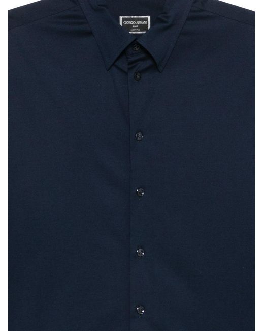 Giorgio Armani Blue Slim Fit Cotton Shirt for men