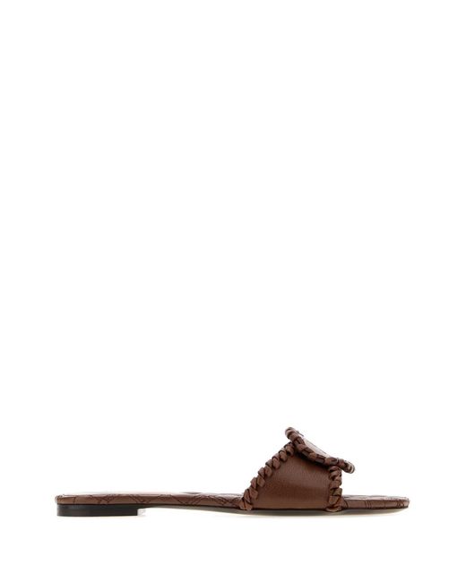 Burberry Brown Solid Crest Slippers