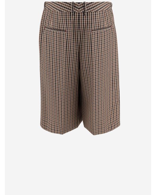 Jil Sander Red Wool Plaid Pattern Short Pants