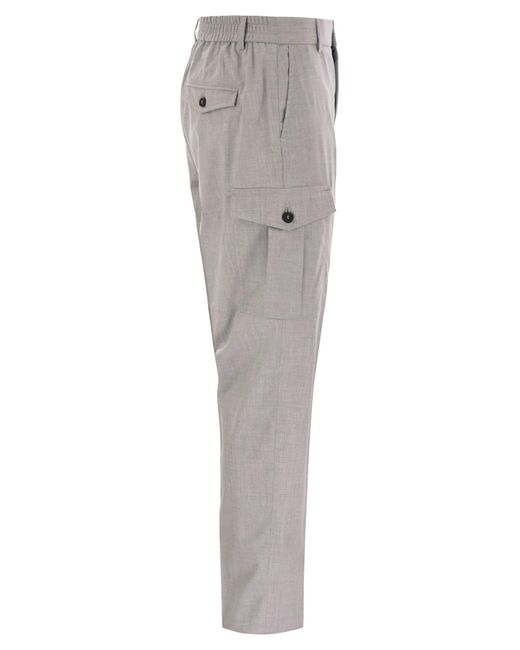 Peserico Gray Technical Viscose Canvas Chino Trousers for men