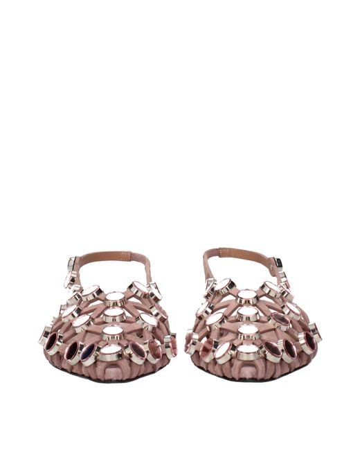 The Attico Pink Ballerine Grid Donna Suede/Mud