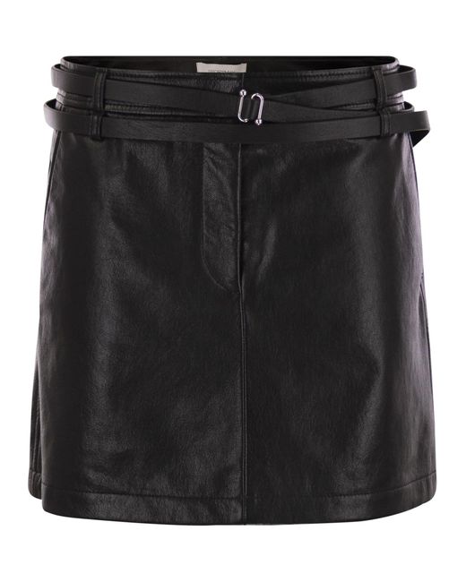 Sportmax Patto Short Lederen Rok in het Black
