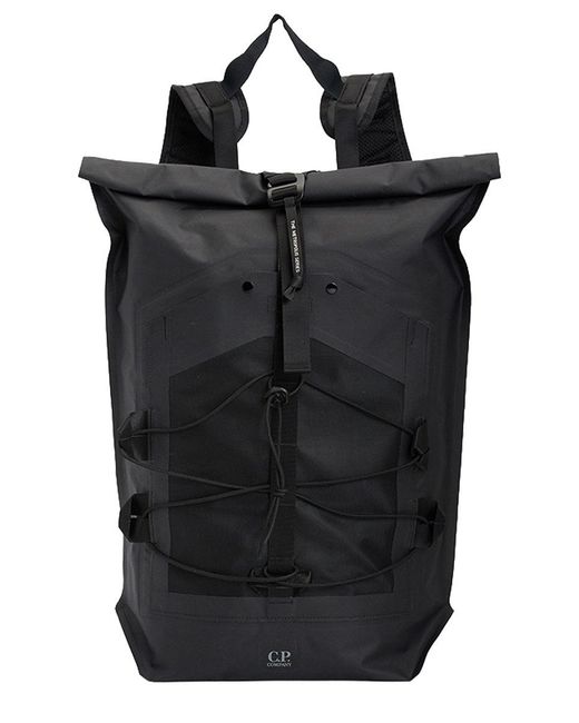 C P Company Black Polyamide Backpack for men