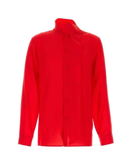 Valentino Garavani Red Crepe Shirt