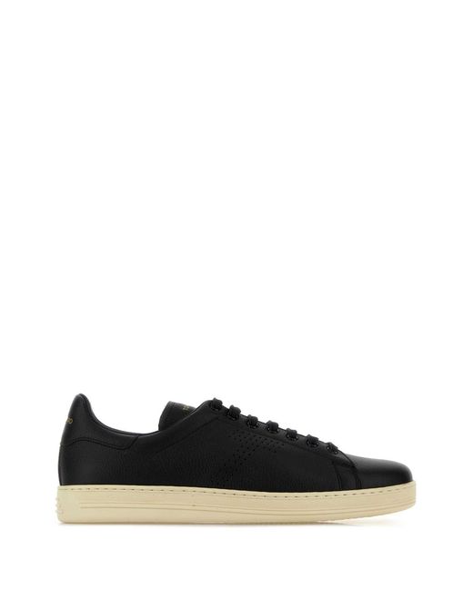 Tom Ford Black Leather Warwick Sneakers for men