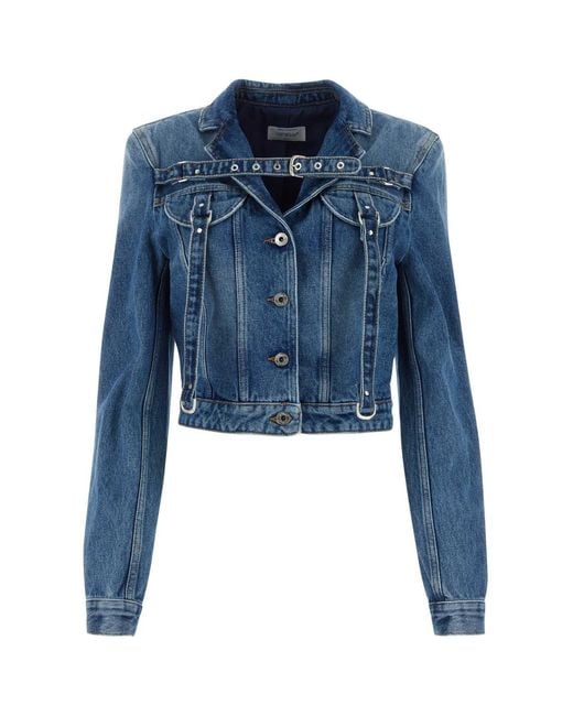 Off-White c/o Virgil Abloh Blue Cropped Denim Jacket