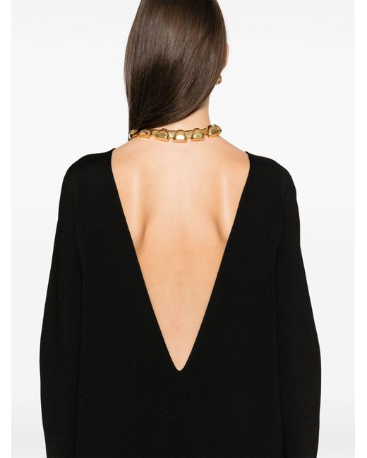 Khaite Black Paley Fringed Dress