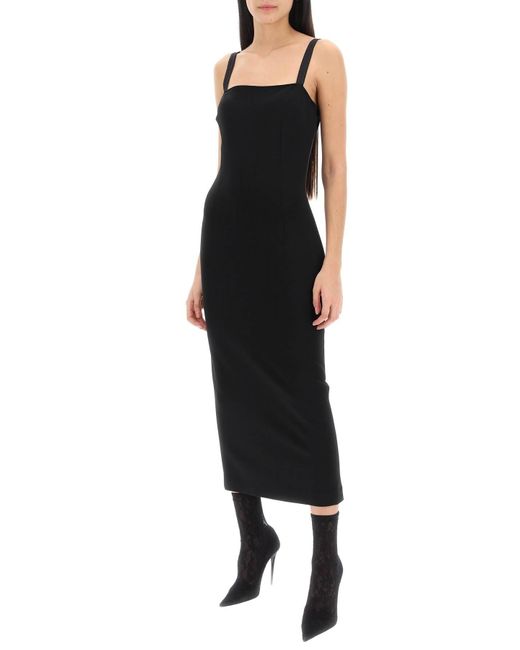 Dolce & Gabbana Midi Shath -jurk In Milano Stitch Jersey in het Black