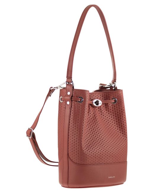 Zanellato Red Monda' Leather Bucket Bag S