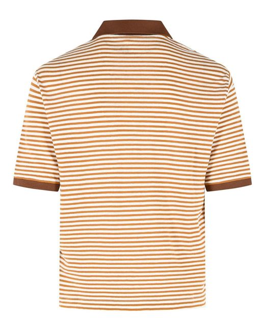 Marni Natural Two Tone Linen Blend Polo Shirt
