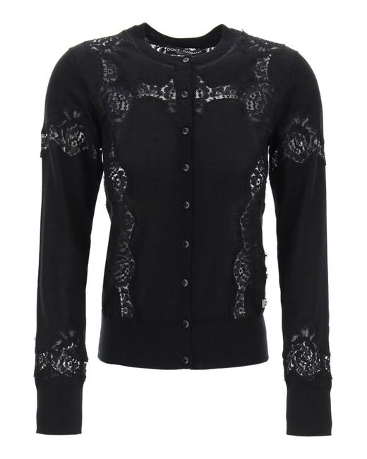 Dolce & Gabbana Black Lace Insert Cardigan mit acht