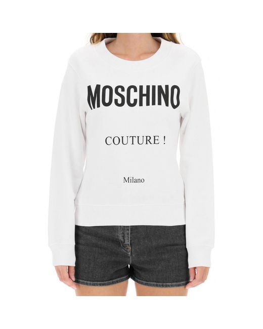 Moschino Couture White Cotton Logo Sweatshirt