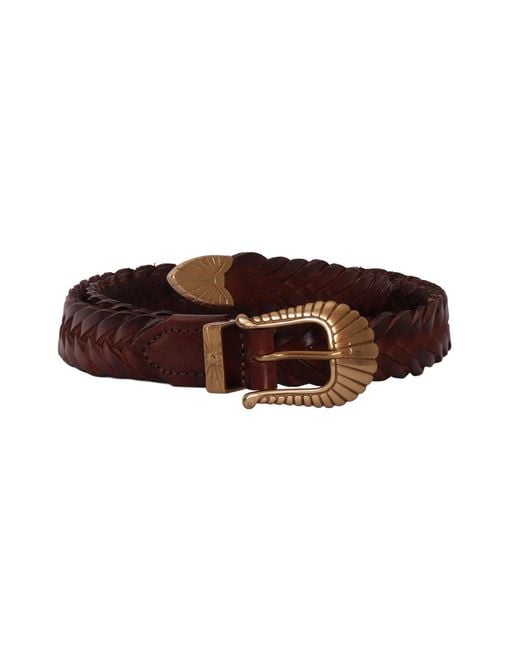 Alberto Luti Brown Braided Leather Accent Belt