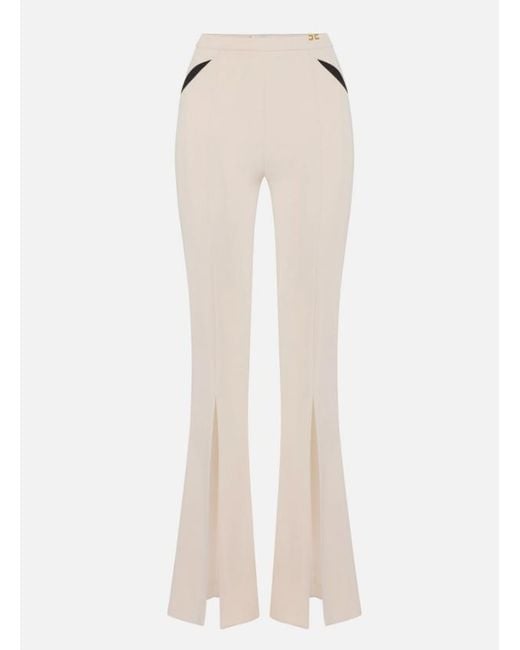 Elisabetta Franchi Natural Trousers With Cut Outs And Slits