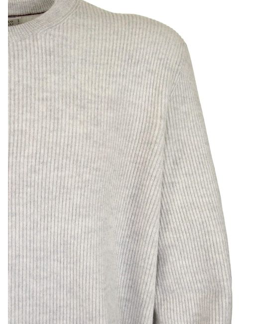 Suéter de cachemir cuello redondo Brunello Cucinelli de hombre de color White