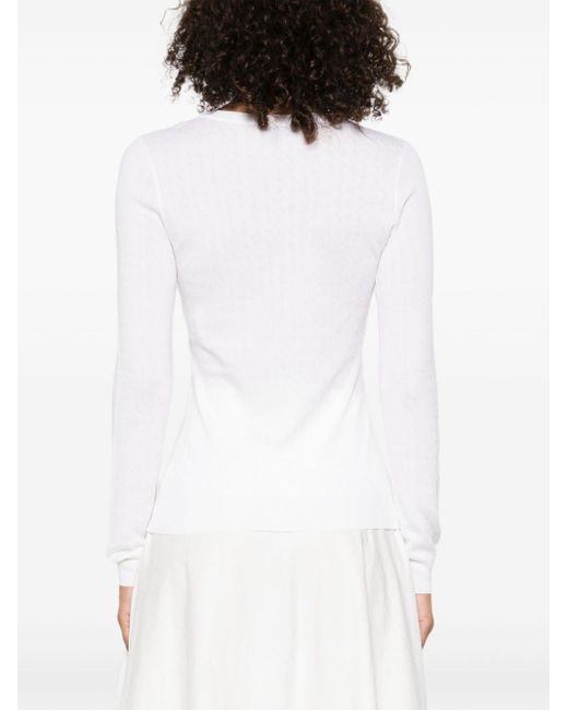 Elisabetta Franchi Geribbelde Trui Met Lange Mouwen in het White