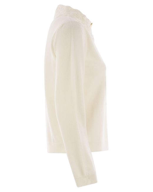 Fabiana Filippi White Platinum Jersey With Macramé Lace