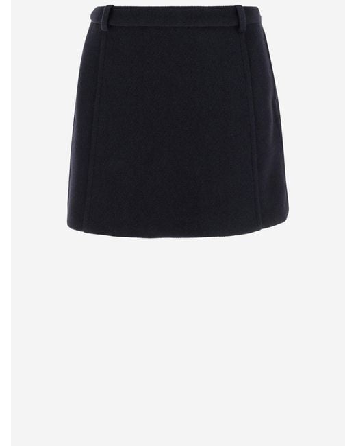 Jil Sander Black Structured Wool Skirt With Belt Loops