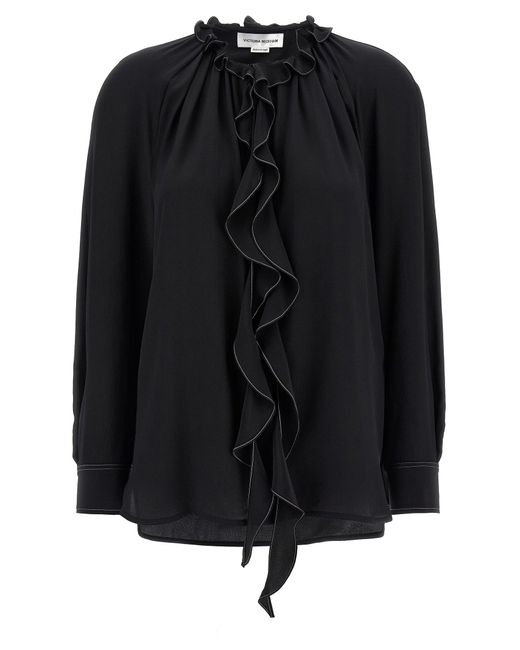 Victoria Beckham 'ruche' Blouse in het Black