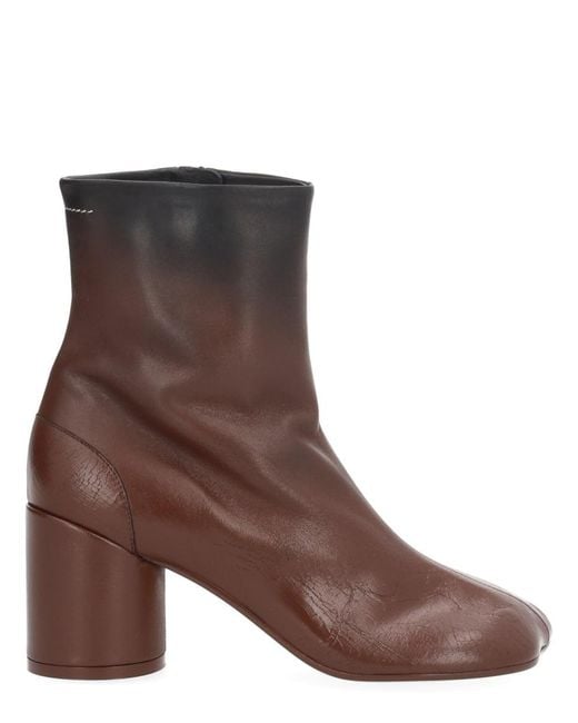 MM6 by Maison Margiela Brown Anatomic Stitch Ankle Boots