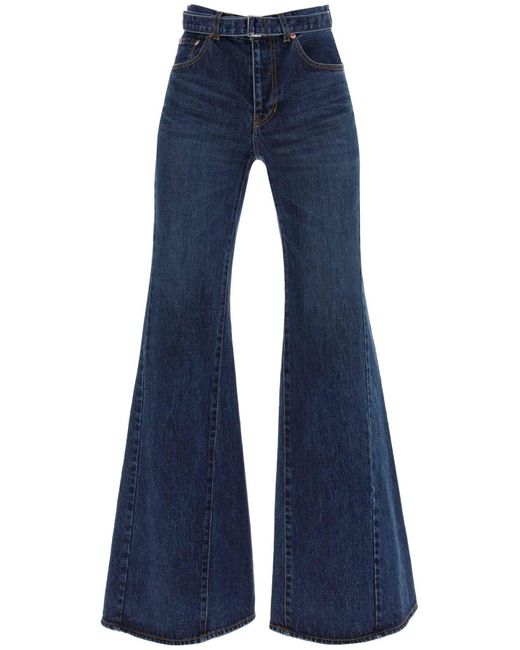 Sacai Boot Cut Jeans Met Bijpassende Riem in het Blue