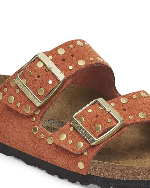 Birkenstock Brown Ciabatta Arizona Rivet Suede Dark Rust Calzata S