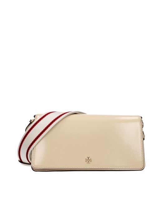 Tory Burch Natural Beige Leather Crossbody Bag