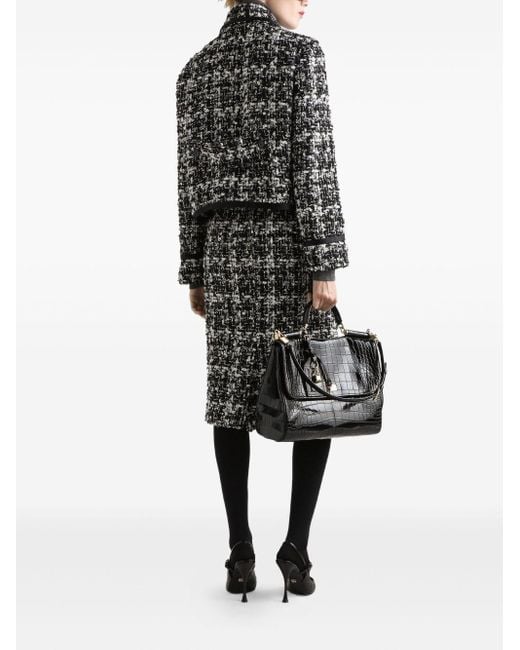 Dolce & Gabbana Tweed Geruite Midi-Rok in het Gray