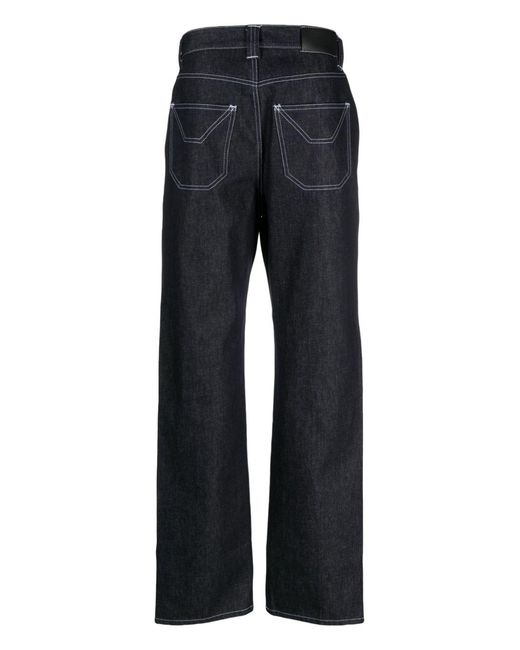 Winnie NY Blue Contrast-Stitching Straight-Leg Jeans for men