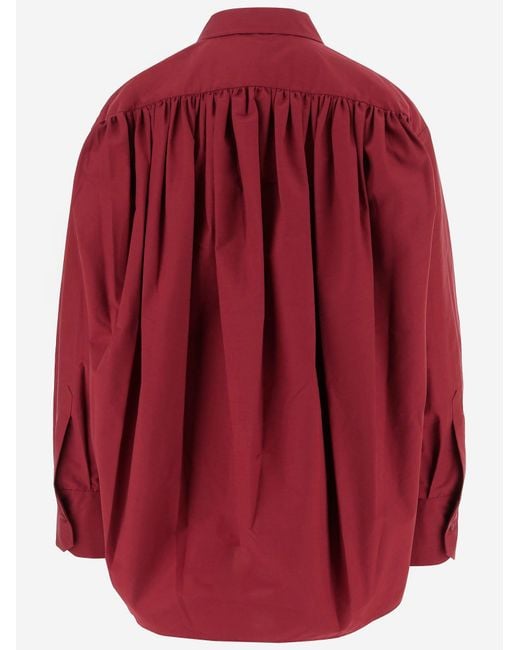Sa Su Phi Red Cotton Blend Shirt With Ruffled Back