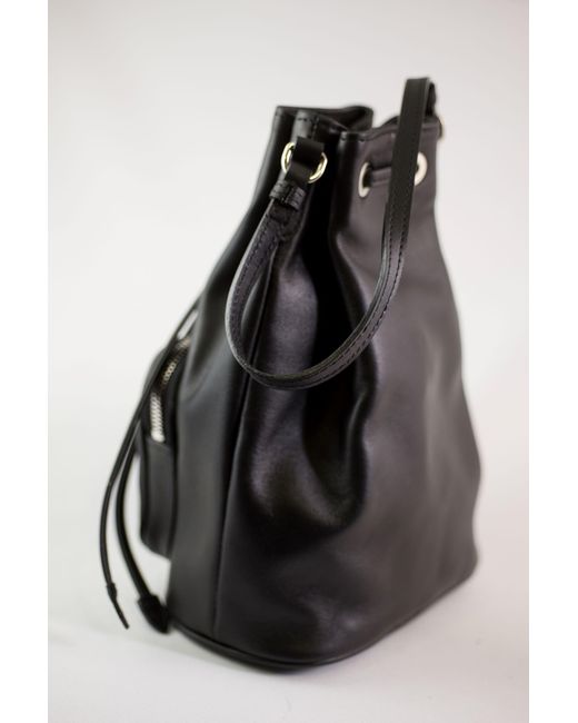 LA ROSE Black Leather Satchel Bag