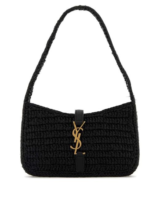 Saint Laurent Black Raffia Mini Le 5 Ãâ 7 Handbag