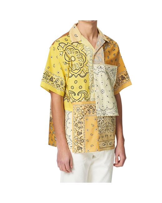 KENZO Patchwork Shirt Met Korte Mouwen in het Yellow voor heren