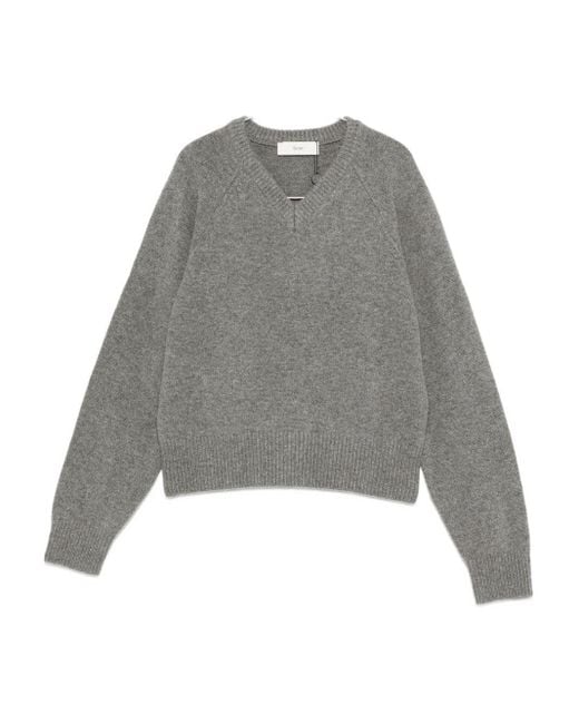 DUNST Gray Wollpullover mit V-Ausschnitt