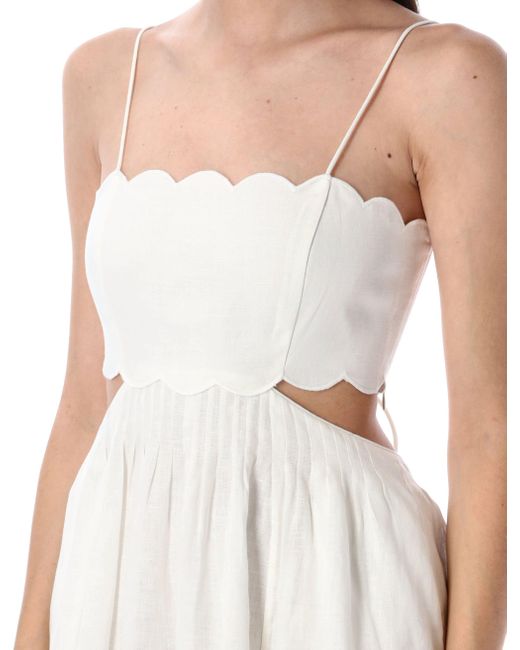 Zimmermann White Midikleid Rhiannon Aus Leinen