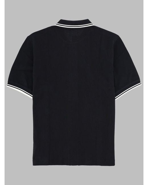 Fred Perry Black Polo Con Bottoni E Logo