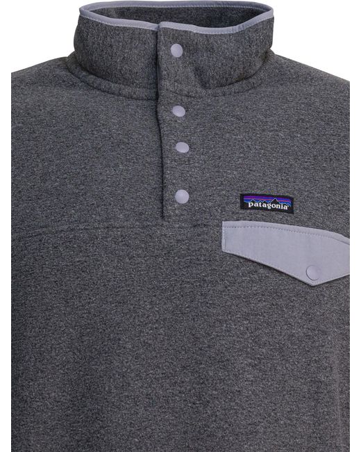Patagonia Gray "Lightweight Synchilla Snap T Fleece" Sweatshirt mit halbem Reißverschluss
