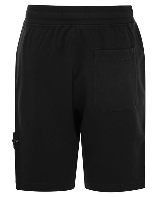 Stone Island Cargo Bermuda Shorts im gebürsteten Baumwollflecken in Black für Herren